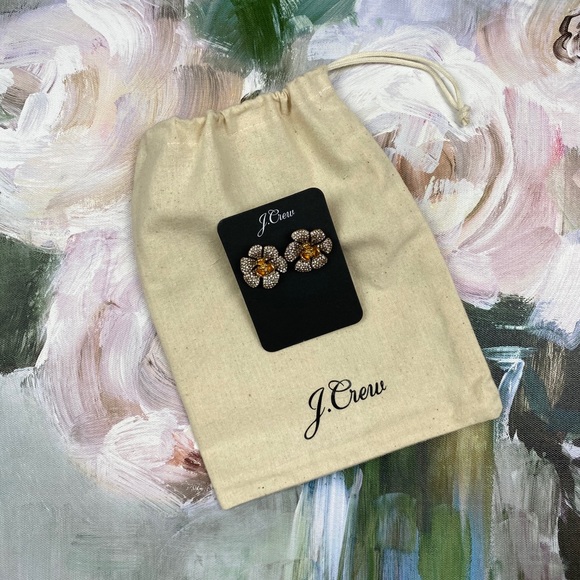 J. Crew Mini Icicle Flower Pave’ Earrings New! - Picture 2 of 8